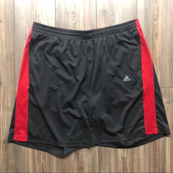 black and red adidas shorts